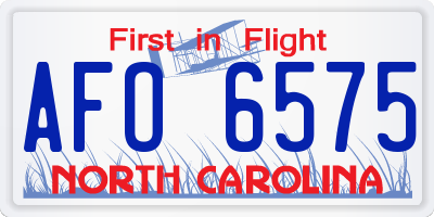 NC license plate AFO6575