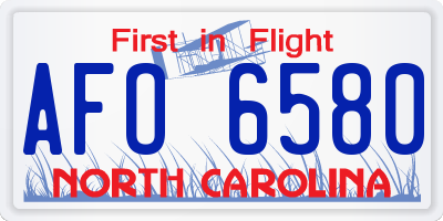 NC license plate AFO6580