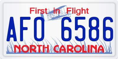 NC license plate AFO6586