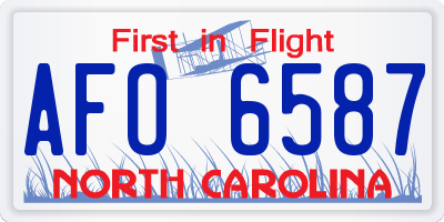 NC license plate AFO6587