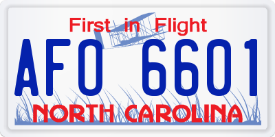 NC license plate AFO6601