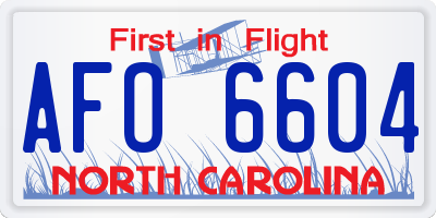NC license plate AFO6604