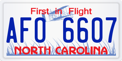 NC license plate AFO6607