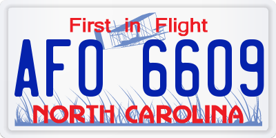 NC license plate AFO6609