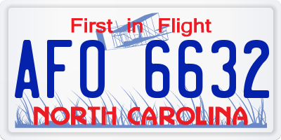 NC license plate AFO6632
