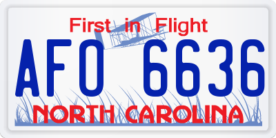 NC license plate AFO6636