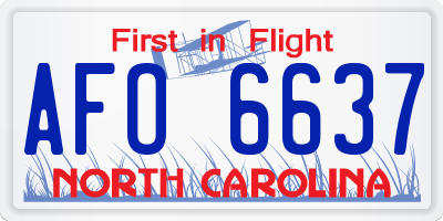 NC license plate AFO6637