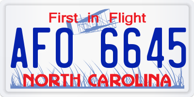 NC license plate AFO6645