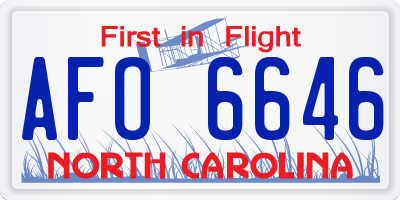 NC license plate AFO6646