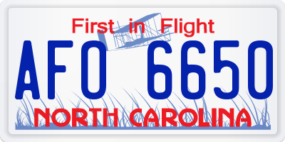 NC license plate AFO6650