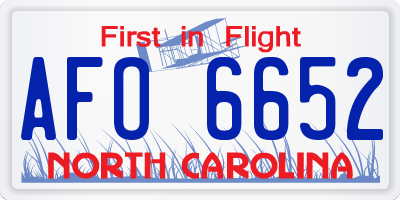 NC license plate AFO6652