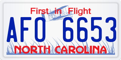 NC license plate AFO6653