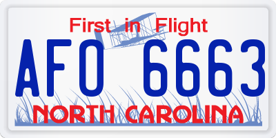 NC license plate AFO6663