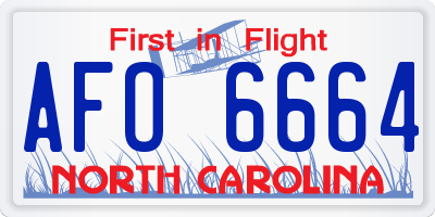 NC license plate AFO6664