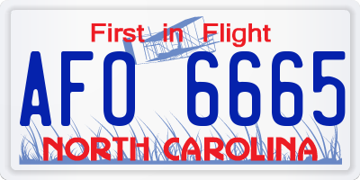 NC license plate AFO6665