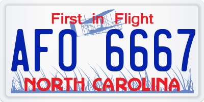 NC license plate AFO6667