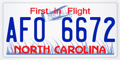 NC license plate AFO6672