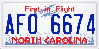 NC license plate AFO6674