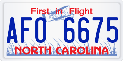 NC license plate AFO6675