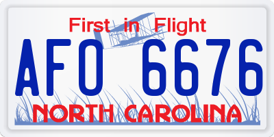 NC license plate AFO6676