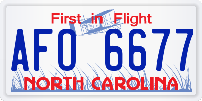 NC license plate AFO6677