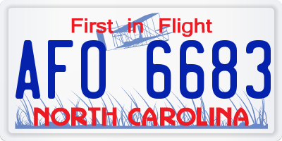 NC license plate AFO6683