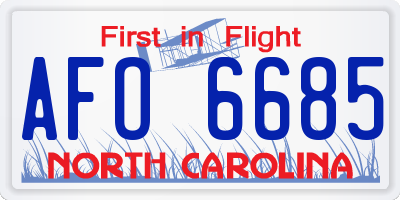 NC license plate AFO6685
