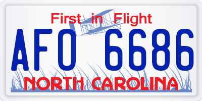 NC license plate AFO6686