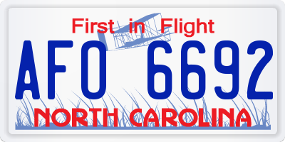 NC license plate AFO6692