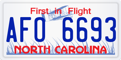 NC license plate AFO6693
