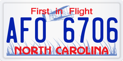 NC license plate AFO6706