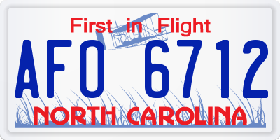 NC license plate AFO6712