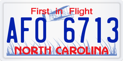 NC license plate AFO6713