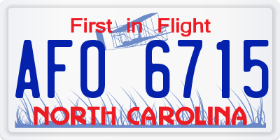 NC license plate AFO6715