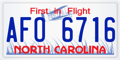 NC license plate AFO6716
