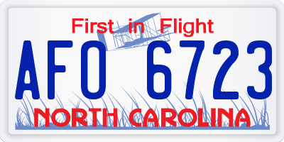 NC license plate AFO6723