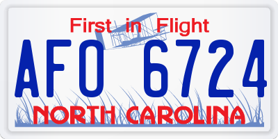 NC license plate AFO6724