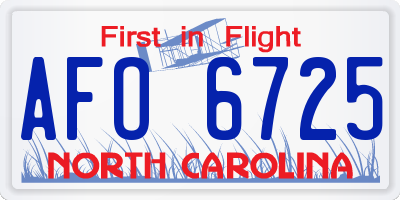 NC license plate AFO6725