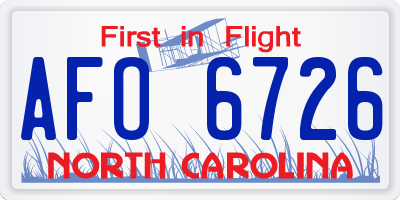 NC license plate AFO6726