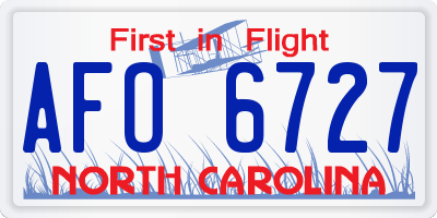 NC license plate AFO6727