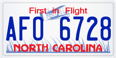 NC license plate AFO6728