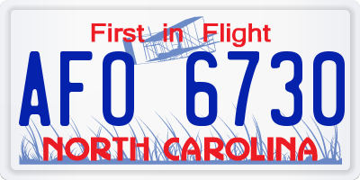 NC license plate AFO6730