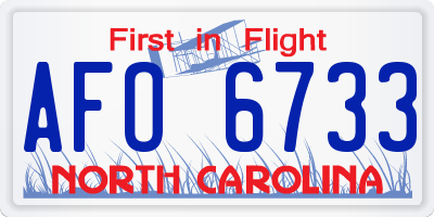 NC license plate AFO6733