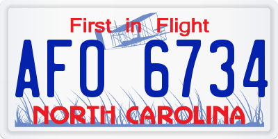 NC license plate AFO6734