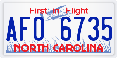 NC license plate AFO6735