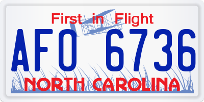 NC license plate AFO6736