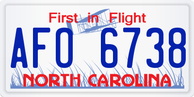 NC license plate AFO6738