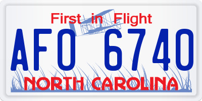 NC license plate AFO6740
