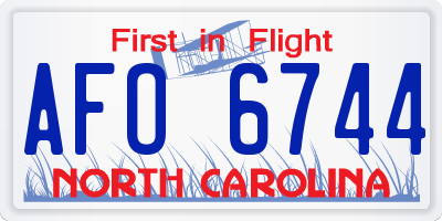 NC license plate AFO6744