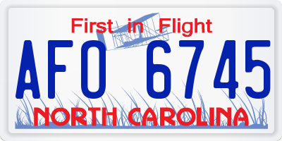NC license plate AFO6745